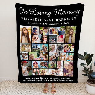 In Loving Memory 30 Photo Collage Memorial Fleece Blanket