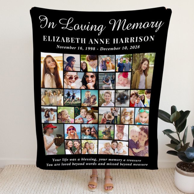 In Loving Memory 30 Photo Collage Memorial Fleece Blanket (Creator Uploaded)