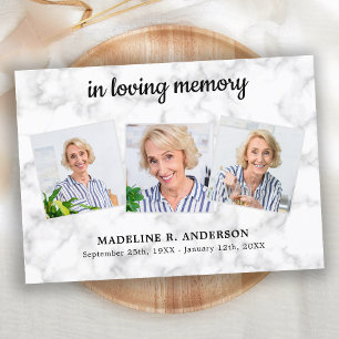 In Loving Memory 3 Photo Collage Sympathy Funeral Thank You Card