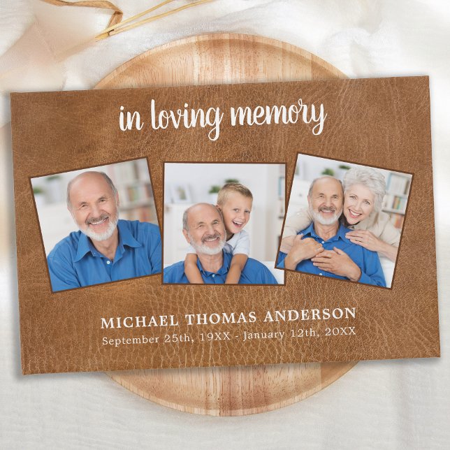 In Loving Memory 3 Photo Leather Funeral Guest Book (Creator Uploaded)