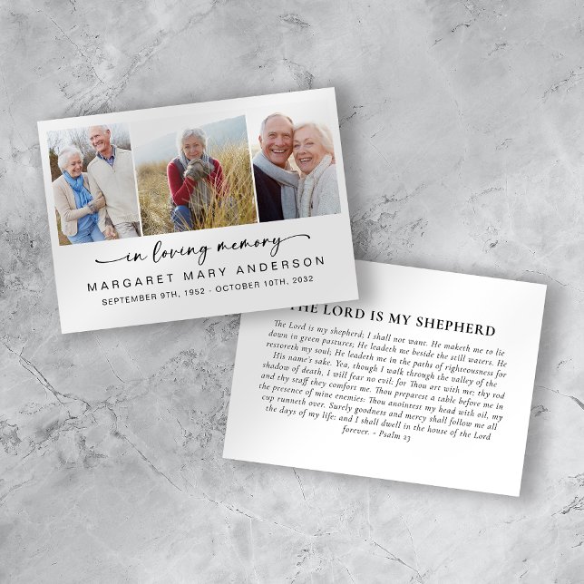 In Loving Memory 3 Photos Funeral Memorial Card (Creator Uploaded)