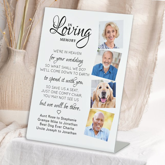 In Loving Memory 4 Photo Heaven Wedding Memorial Pedestal Sign (Creator Uploaded)