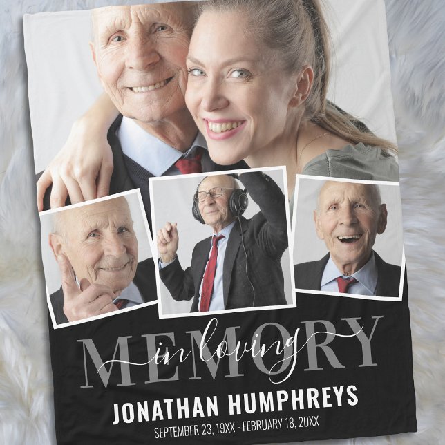 In Loving Memory 4 Photo Memorial Fleece Blanket (Creator Uploaded)