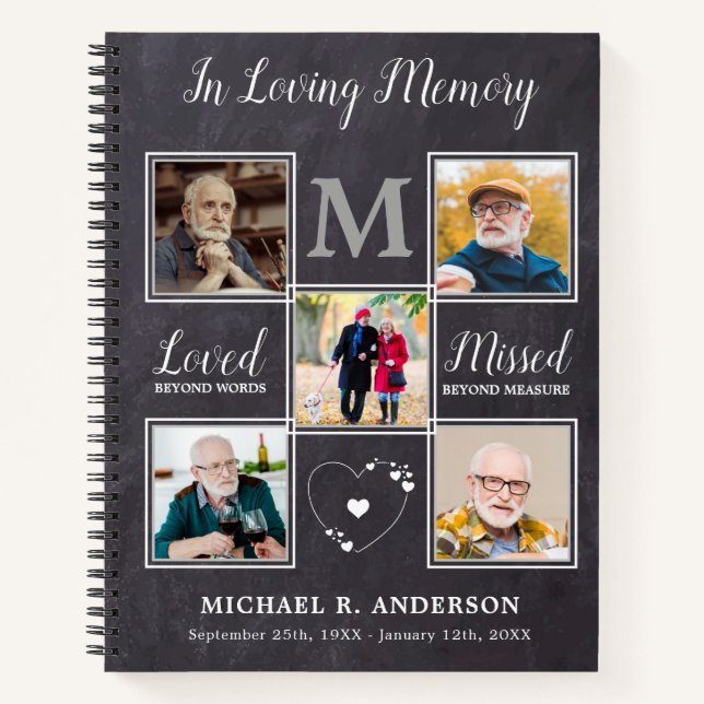 In Loving Memory 5 Photo Budget Funeral GuestBook  Notebook (Front)