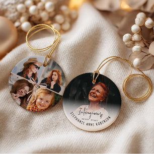 In Loving Memory 5 Photo Collage Bow Christmas Ceramic Ornament