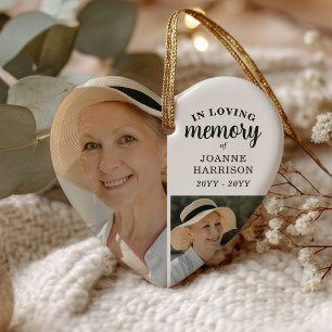 In Loving Memory 5 Photo Collage Heart Memorial Ceramic Ornament