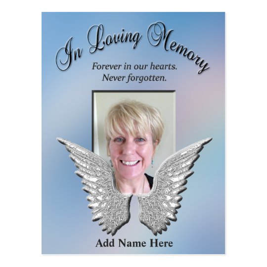 In Loving Memory Angel Wings Add Photo Postcard | Zazzle ...
