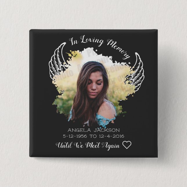 In Loving memory angel wings photo Button (Front)