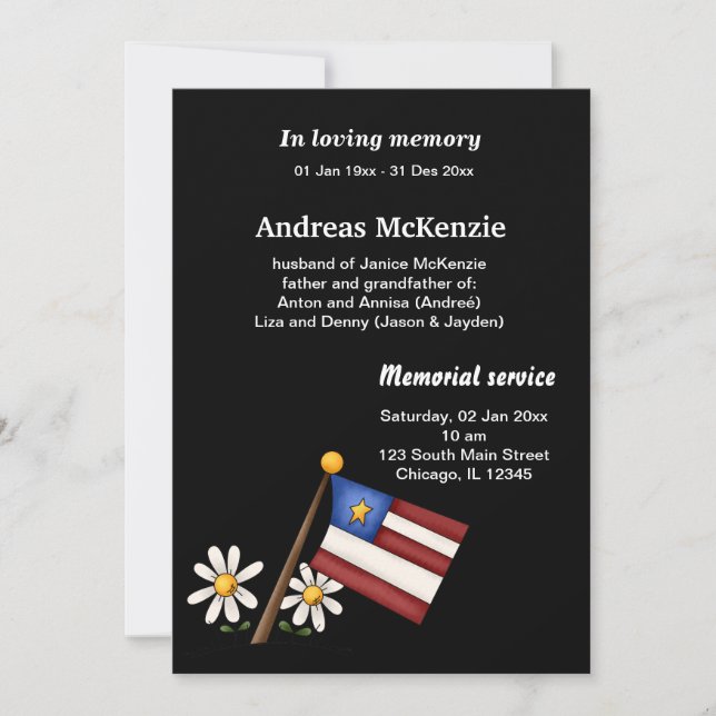 In loving Memory Announcement (Front)