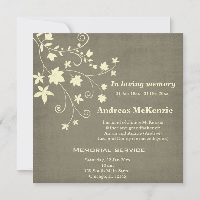 In Loving Memory Announcement (Front)