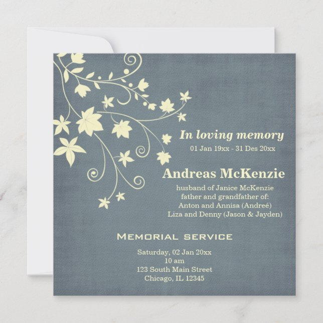 In Loving Memory Announcement (Front)