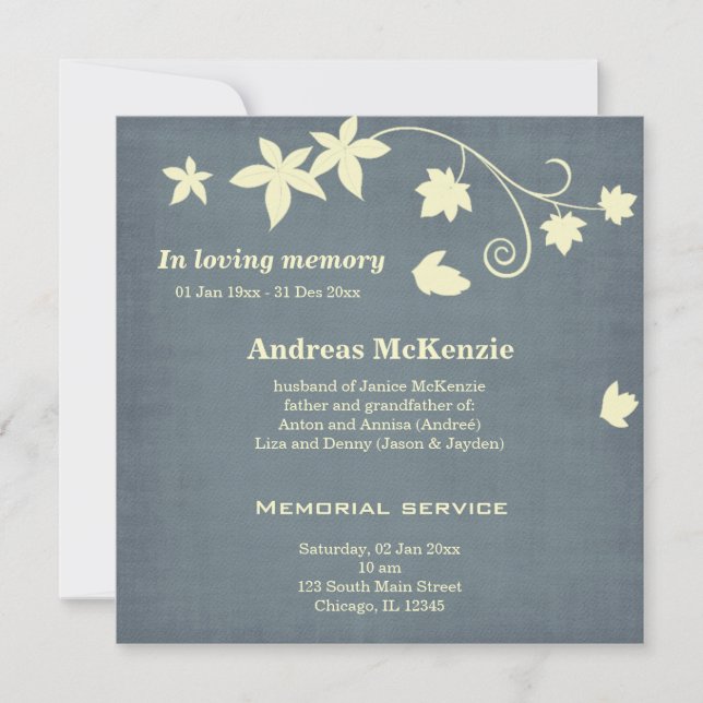 In Loving Memory Announcement (Front)