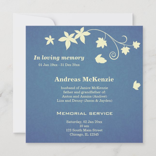 In Loving Memory Announcement (Front)