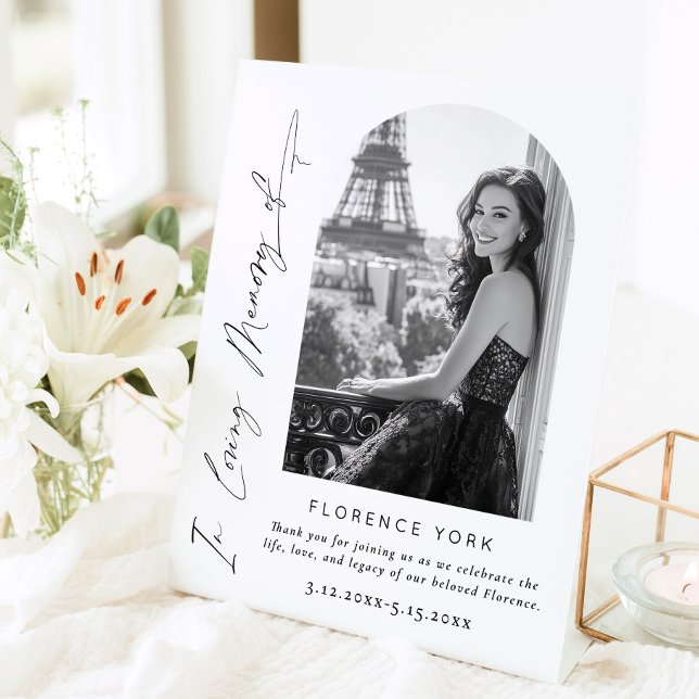 In Loving Memory Arch photo Funeral Welcome Pedestal Sign (Creator Uploaded)