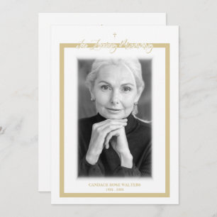 In Loving Memory B&W Golden Photo Service Dear Card