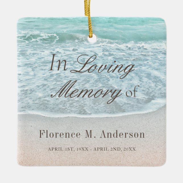 In Loving Memory Beach Holiday Memorial Ceramic Ornament (Front)