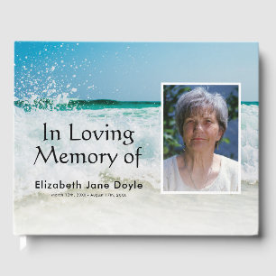 In Loving Memory Beach Ocean Funeral Memorial Guest Book