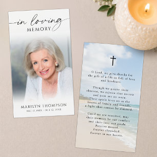 In Loving Memory Beach Photo Funeral Prayer Cards