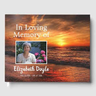 In Loving Memory   Beach Sunset Funeral Memorial Guest Book