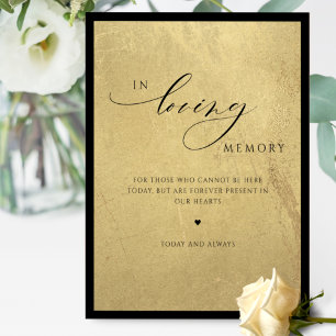 In Loving Memory, Black and Gold Wedding Sign