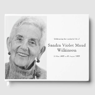 In Loving Memory black and white Memorial Photo Guest Book