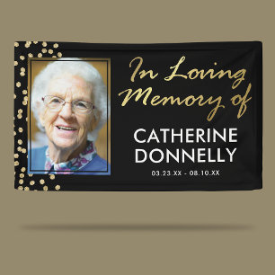 In Loving Memory   Black Gold Memorial Photo Banner