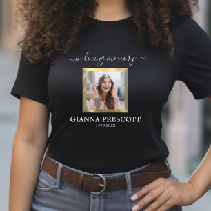 In Loving Memory Black & Gold Photo Funeral T-Shirt