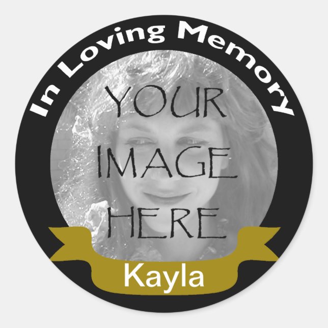 In Loving Memory Black Gold Photo Stickers (Front)