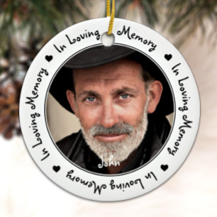 In Loving Memory Black Keepsake Christmas Photo Ceramic Ornament