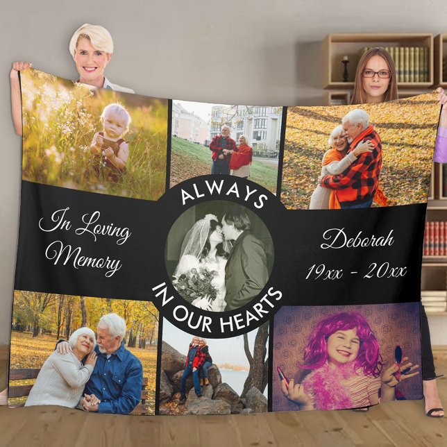 In Loving Memory Black Personalised Photo Fleece Blanket (Creator Uploaded)