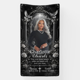 In Loving Memory Black Photo Grave Cover Blanket  Banner