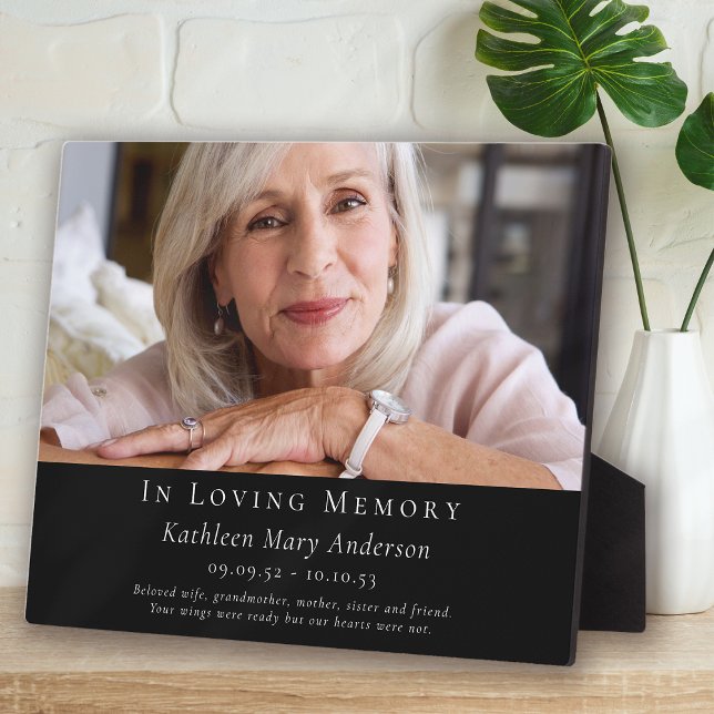 In Loving Memory Black Photo Memorial Tribute Plaque (Creator Uploaded)