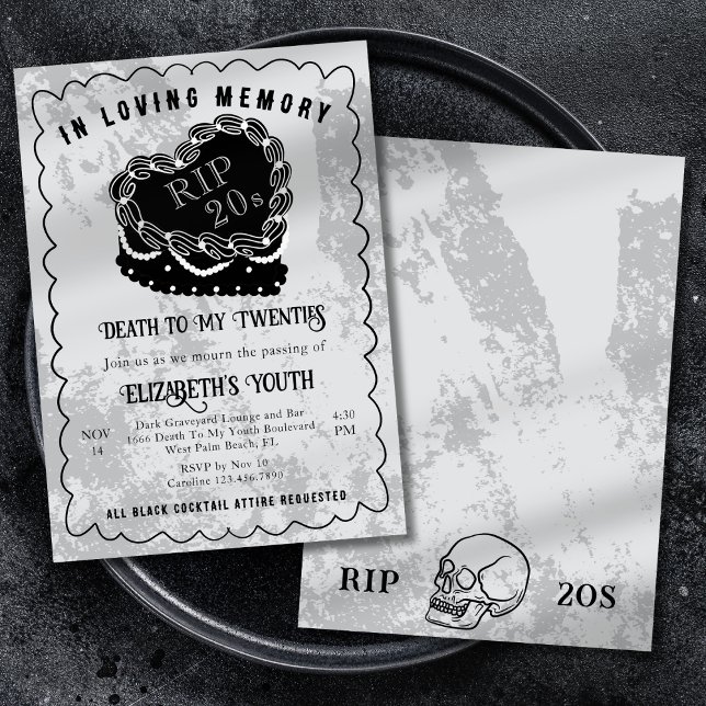 In Loving Memory Black Scribble Cake 30th Birthday Invitation (Creator Uploaded)