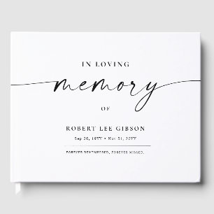 In Loving Memory Black & White Memorial Funeral Guest Book