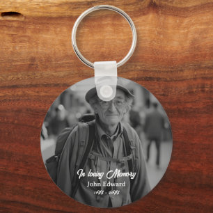 In Loving Memory Black White Photo Tribute Key Ring