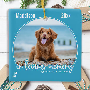 In Loving Memory Blue Dog Photo Pet Memorial Ceramic Ornament