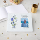 In Loving Memory Blue Floral Funeral Guest Book