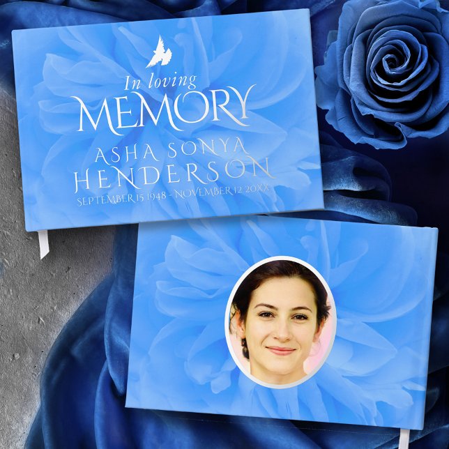 In loving memory blue rose silver remembrance guest book (Creator Uploaded)