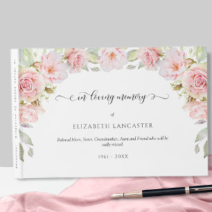 In Loving Memory Blush Floral, Funeral Guest Book