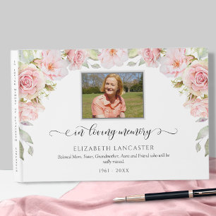 In Loving Memory Blush Floral, Funeral Photo Guest Book