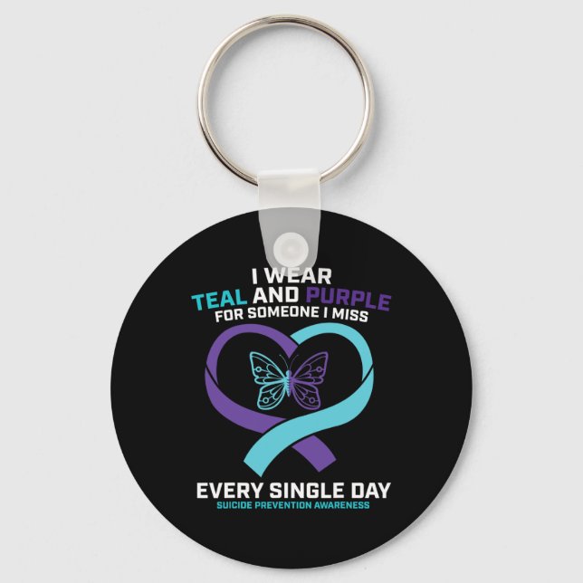 In Loving Memory Butterfly Dad Suicide Prevention  Key Ring (Front)