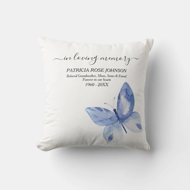 In Loving Memory Butterfly Tribute Cushion (Front)