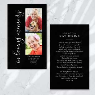 In Loving Memory Calligraphy 2 Photo Prayer Card