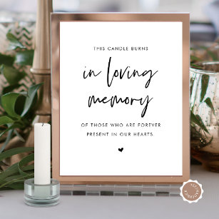 In Loving Memory Candle, Wedding Memorial Table Poster