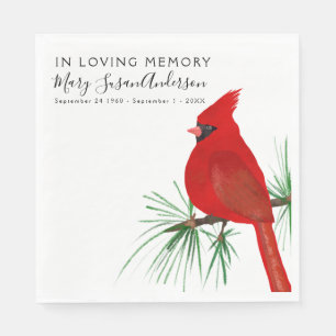 In Loving Memory Cardinal Funeral Memorial Wake Napkin