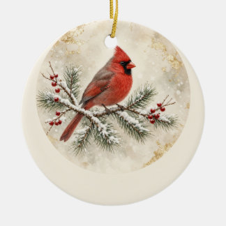 In Loving Memory Cardinal Personalised Christmas Ceramic Ornament