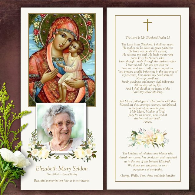 In Loving Memory Catholic Funeral Thank You Card (Catholic, Religious, Celebration of Life, In Loving Memory of, Forever in our hearts, funeral cards)