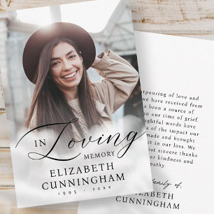 In Loving Memory Clouds Memorial Modern Photo Thank You Card