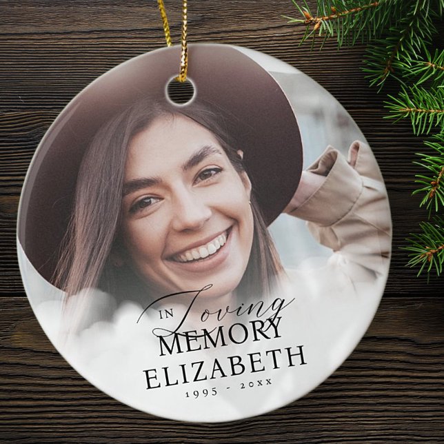 In Loving Memory Clouds Memorial Modern Photos Ceramic Ornament (Creator Uploaded)