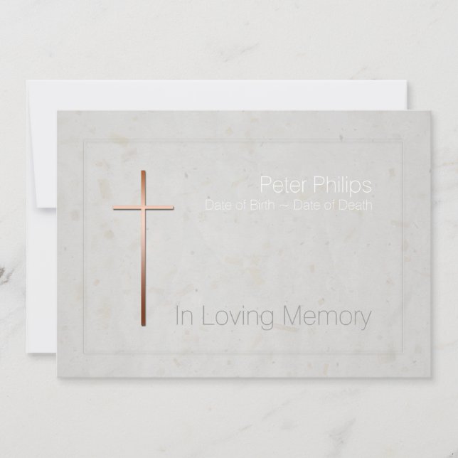 In Loving Memory Copper Cross Funeral Invitation 2 (Front)
